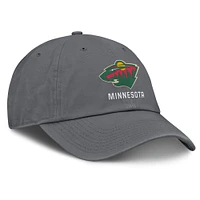 Casquette ajustable délavée pour hommes Fanatics Anthracite Minnesota Wild