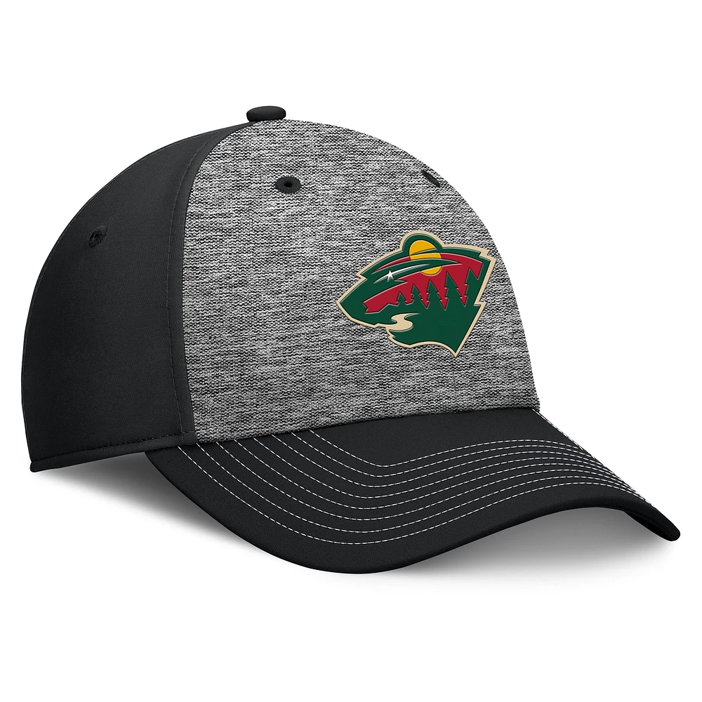 Men's Fanatics Gray/Black Minnesota Wild Fundamental Top Shelf 2-Tone Flex Hat