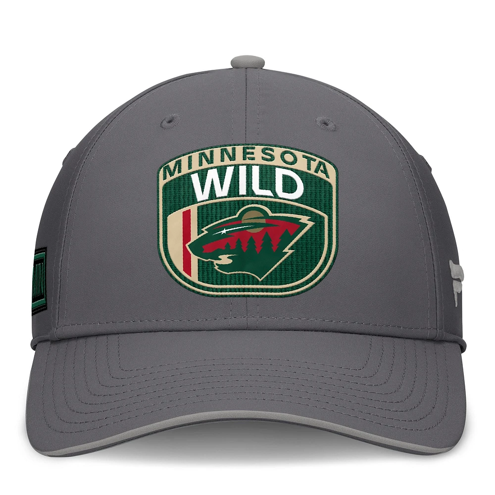 Casquette Fanatics pour homme Minnesota Wild Home Ice Flex grise