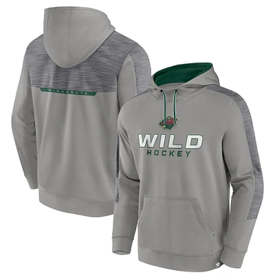 Men's Fanatics Gray Minnesota Wild Make the Play Pullover Hoodie