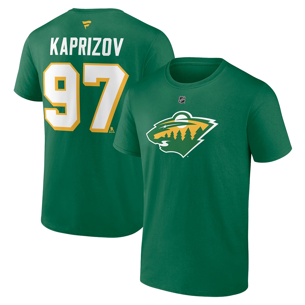 T-shirt vert Kirill Kaprizov Minnesota Wild Authentic Stack Name & Number pour hommes