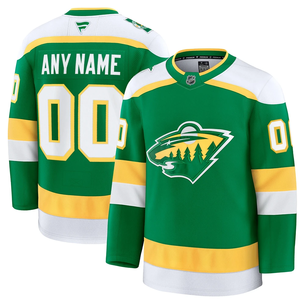 Maillot personnalisé de qualité supérieure alternatif vert Minnesota Wild Fanatics pour hommes