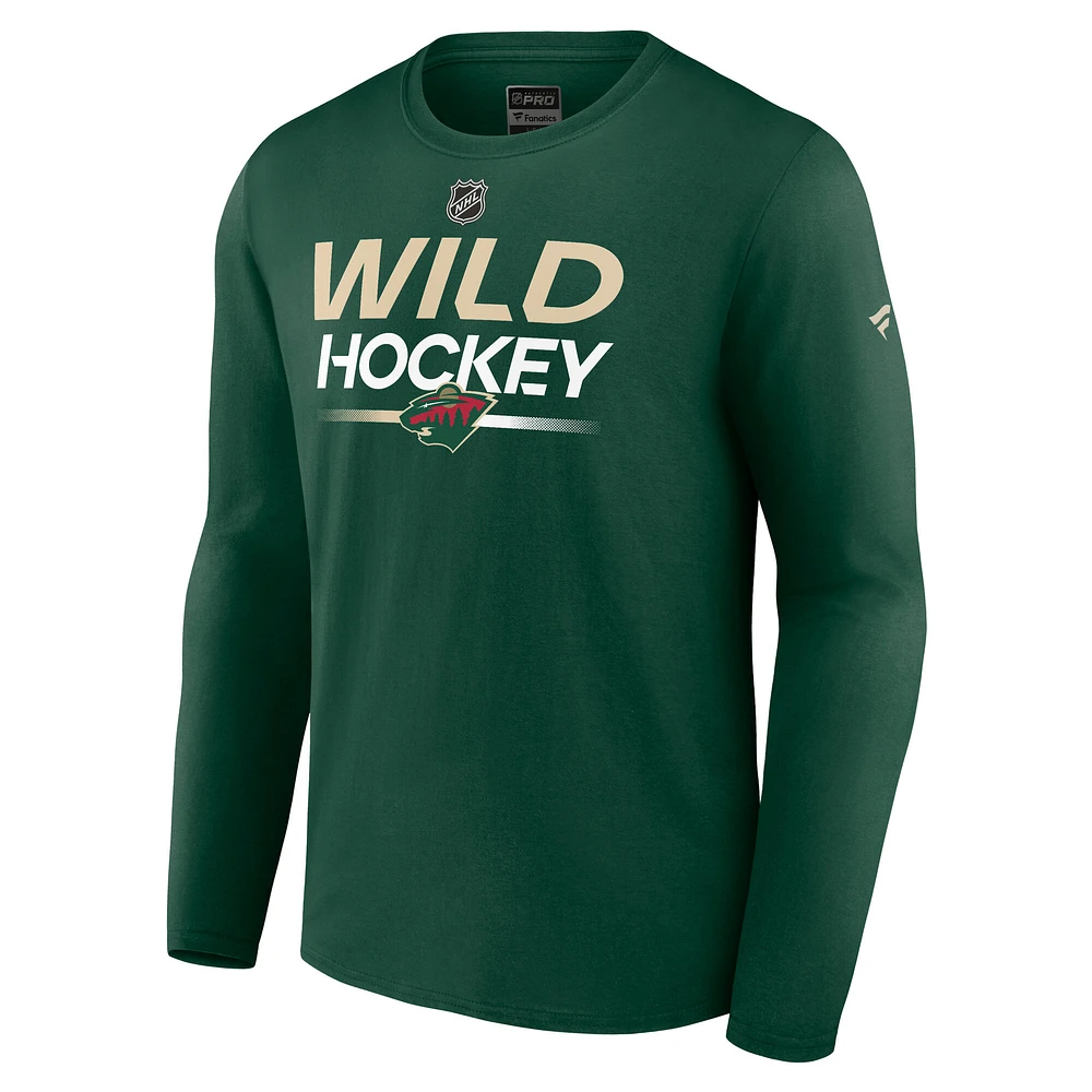 Men's Fanatics Green Minnesota Wild Authentic Pro Primary Long Sleeve T-Shirt