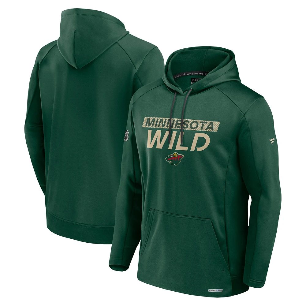 Men's Fanatics  Green Minnesota Wild Authentic Pro Rink Fleece Pullover Hoodie