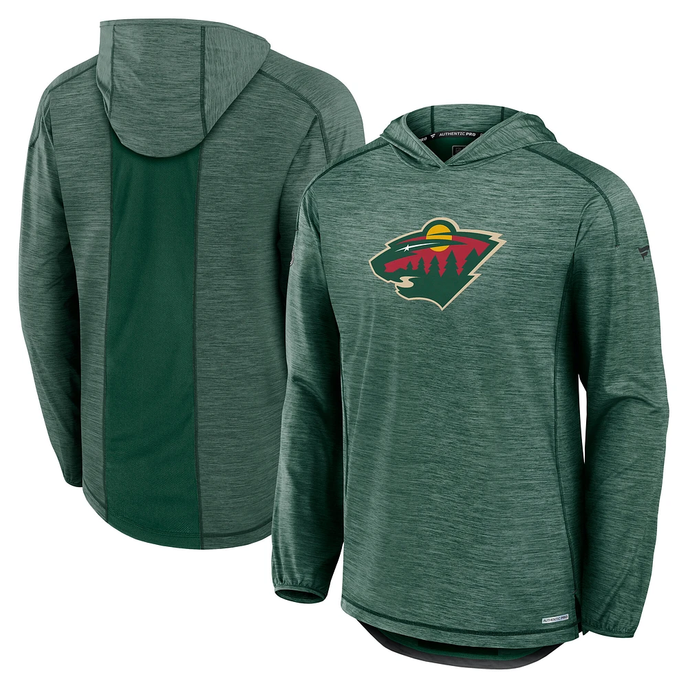 Men's Fanatics  Green Minnesota Wild Authentic Pro Rink Lightweight Pullover Hoodie