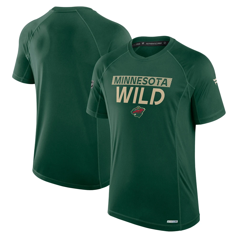 T-shirt technique authentique Pro Rink Minnesota Wild Fanatics pour homme, vert