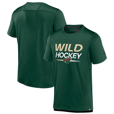 T-shirt vert authentique Pro Tech Fanatics pour hommes Minnesota Wild