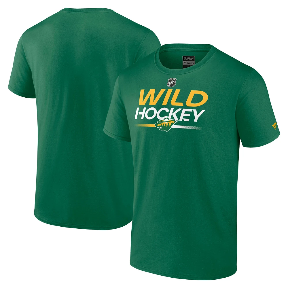 Men's Fanatics Green Minnesota Wild Authentic Pro Wordmark Alternate Logo T-Shirt