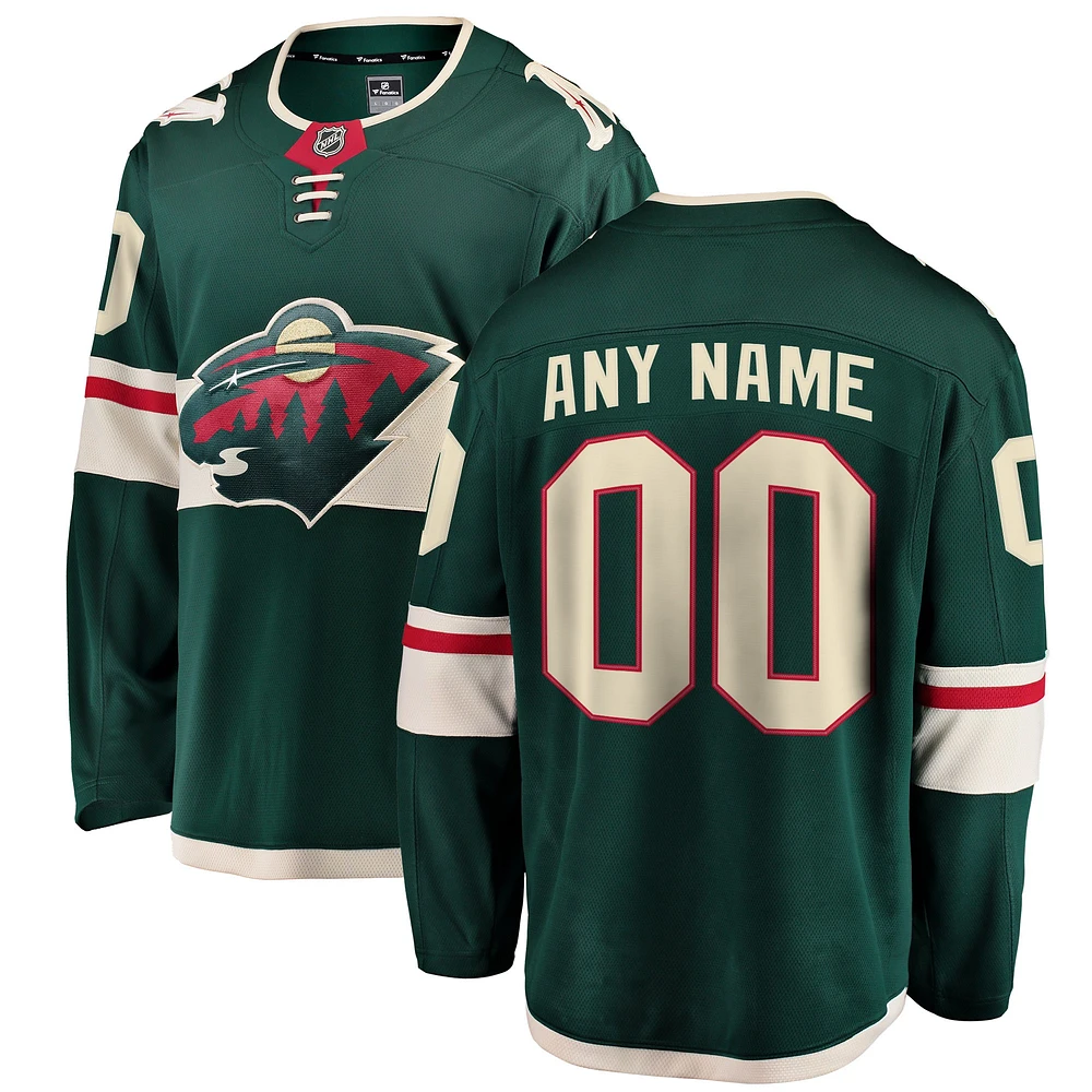 Men's Fanatics Green Minnesota Wild Breakaway - Custom Jersey