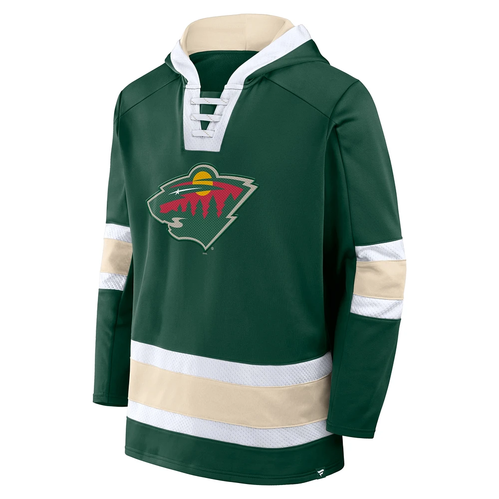 Men's Fanatics  Green Minnesota Wild Inside Line Fleece Pullover Hoodie