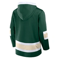 Men's Fanatics  Green Minnesota Wild Inside Line Fleece Pullover Hoodie