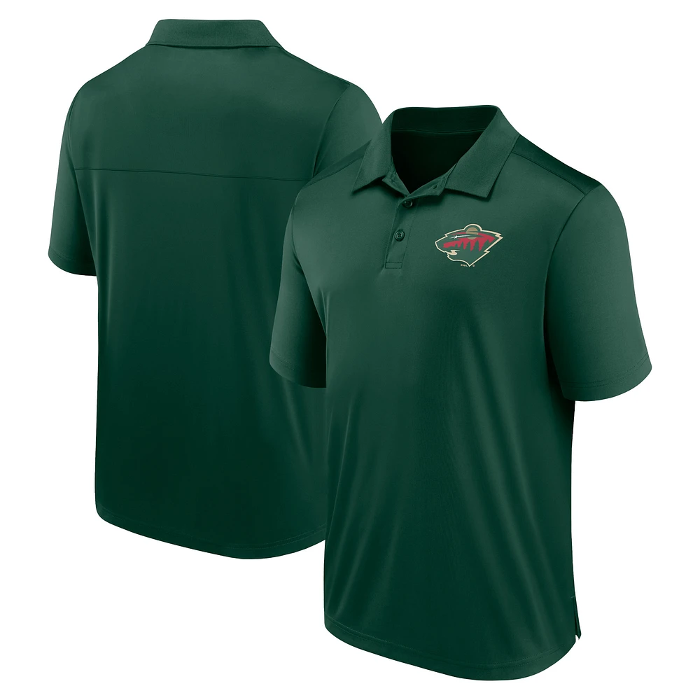 Men's Fanatics  Green Minnesota Wild Left Side Block Polo