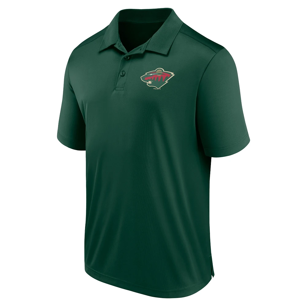 Men's Fanatics  Green Minnesota Wild Left Side Block Polo