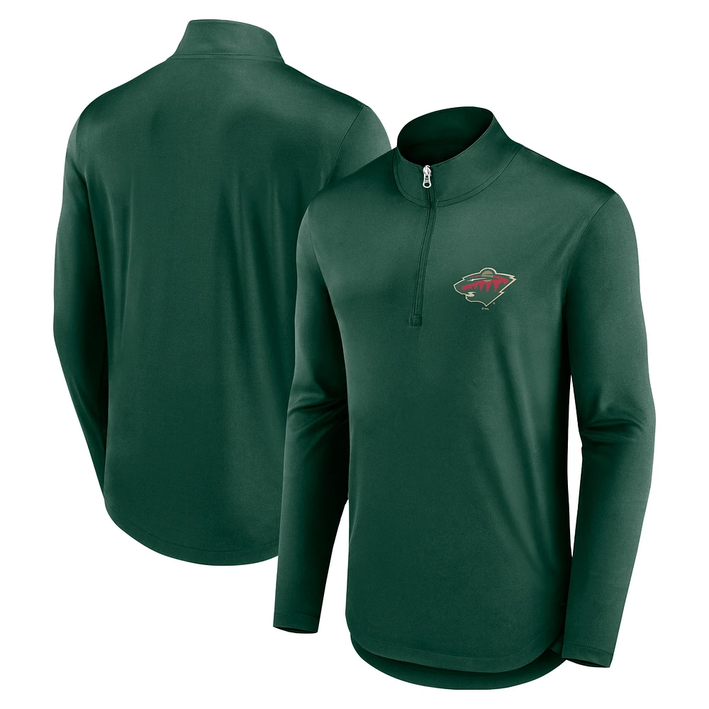 Men's Fanatics Green Minnesota Wild Mock Neck Quarter-Zip Top