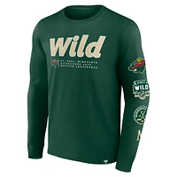 T-shirt vert à manches longues Fanatics Minnesota Wild Strike the Goal pour hommes