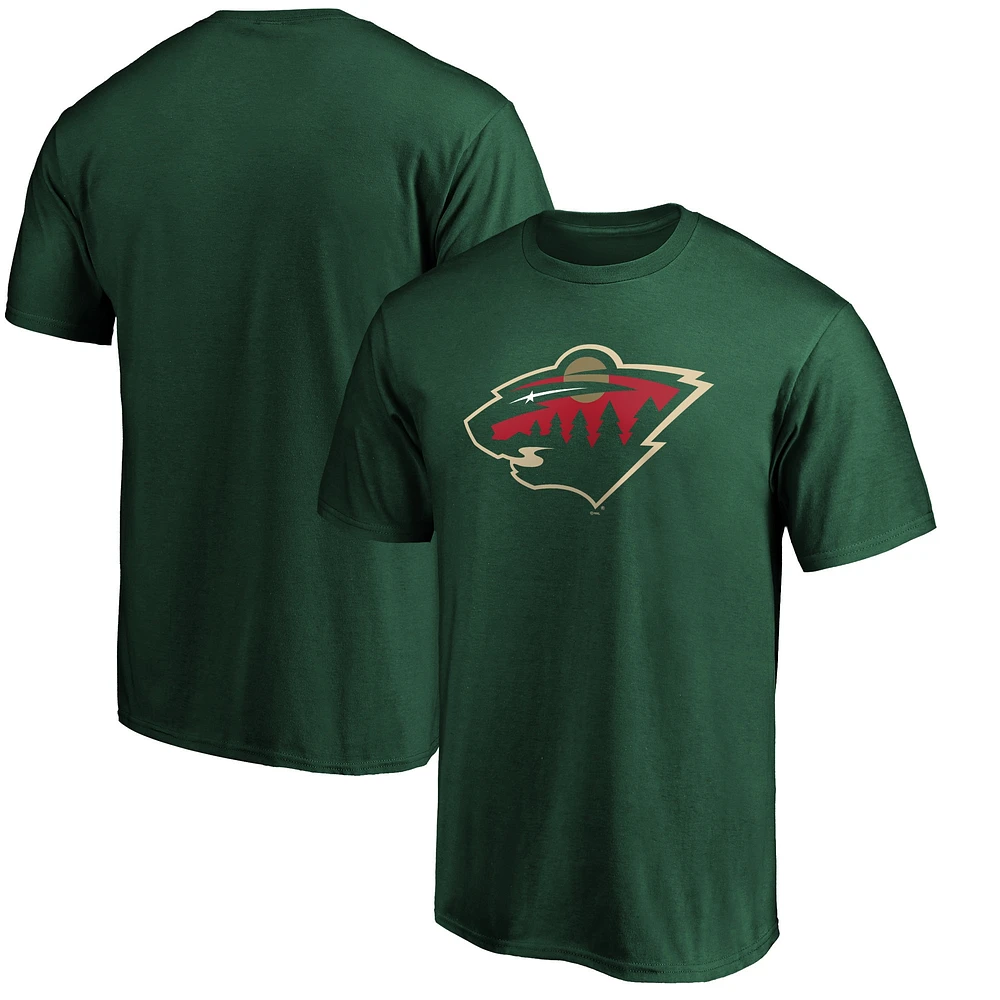 T-shirt vert avec logo principal de l'équipe Wild du Minnesota Fanatics pour hommes