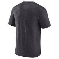 T-shirt tri-blend à barre transversale pour homme Fanatics Heather Charcoal Minnesota Wild, séries éliminatoires de la Coupe Stanley 2025
