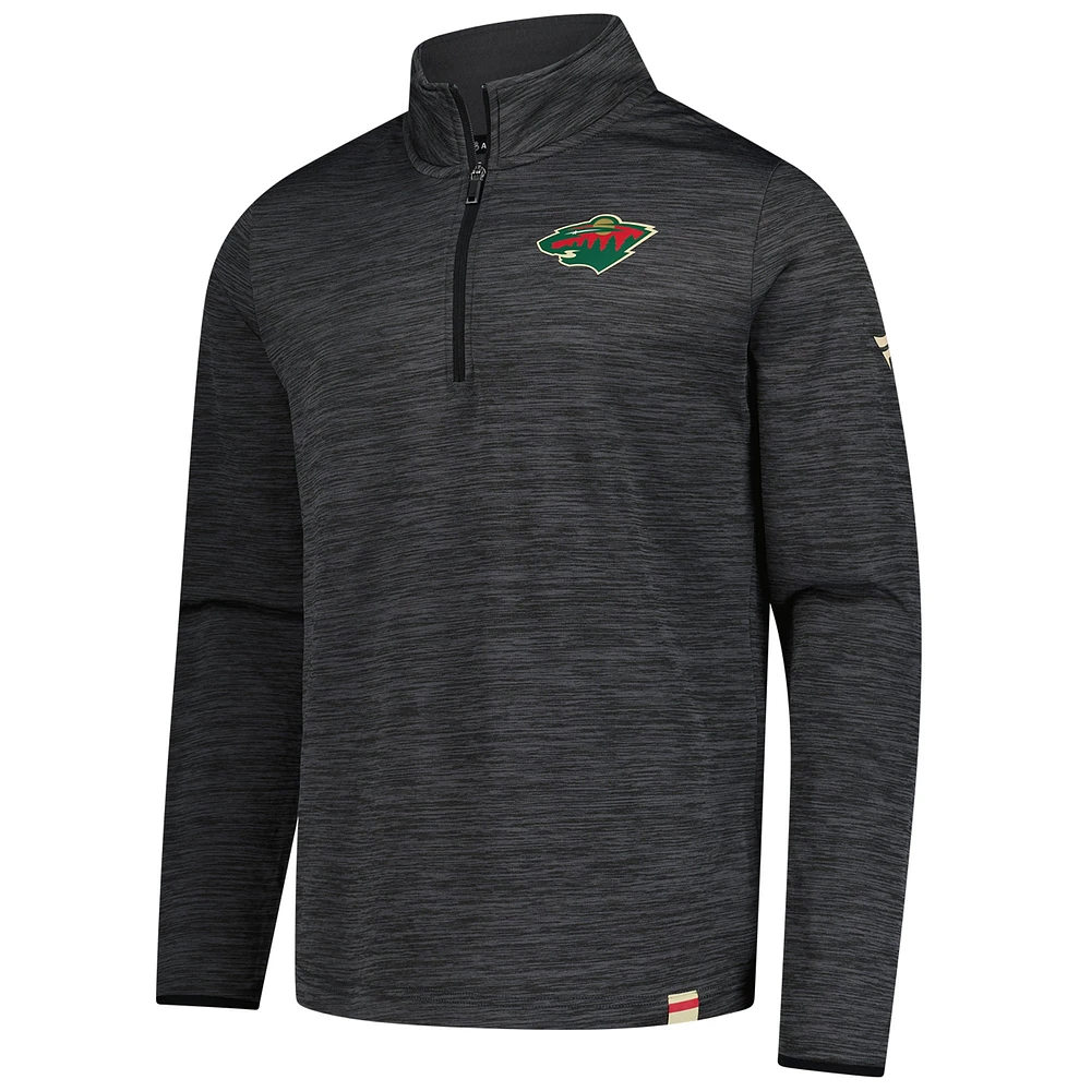Men's Fanatics  Heather Charcoal Minnesota Wild Authentic Pro Lightweight Quarter-Zip Pullover