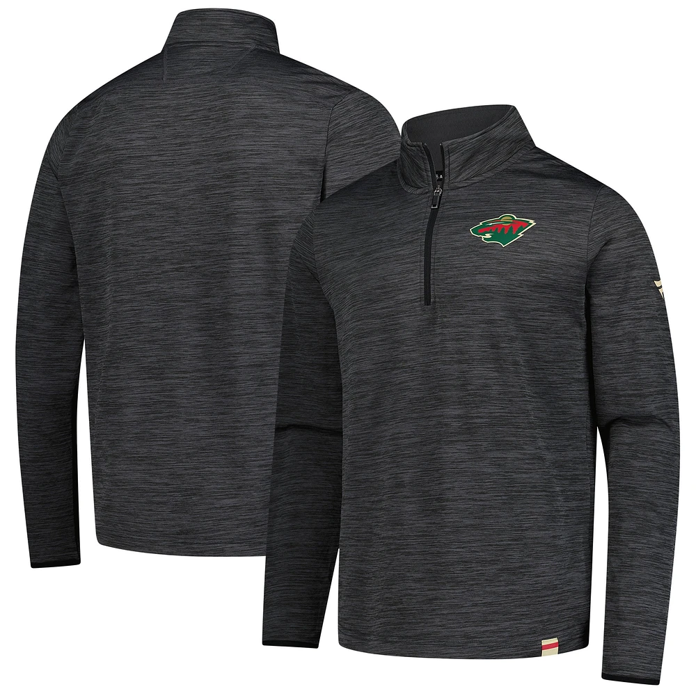 Men's Fanatics Heather Charcoal Minnesota Wild Authentic Pro Lightweight Quarter-Zip Pullover