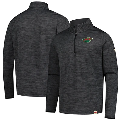 Men's Fanatics  Heather Charcoal Minnesota Wild Authentic Pro Lightweight Quarter-Zip Pullover