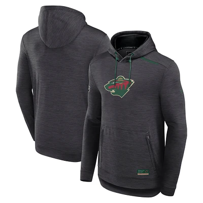 Men's Fanatics Heather Charcoal Minnesota Wild Authentic Pro Tech Pullover Hoodie