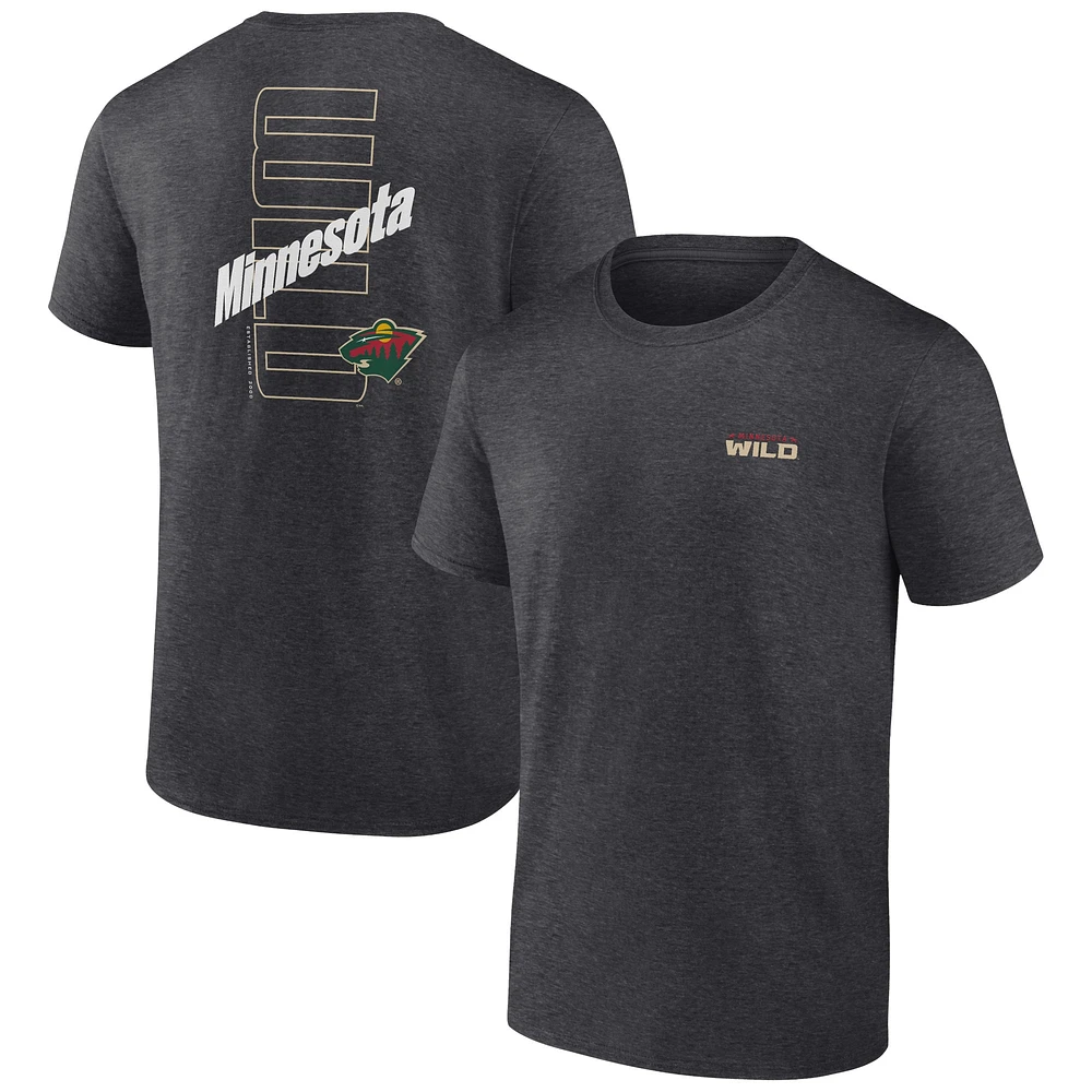 T-shirt Fanatics Heather Charcoal Minnesota Wild Backbone pour hommes