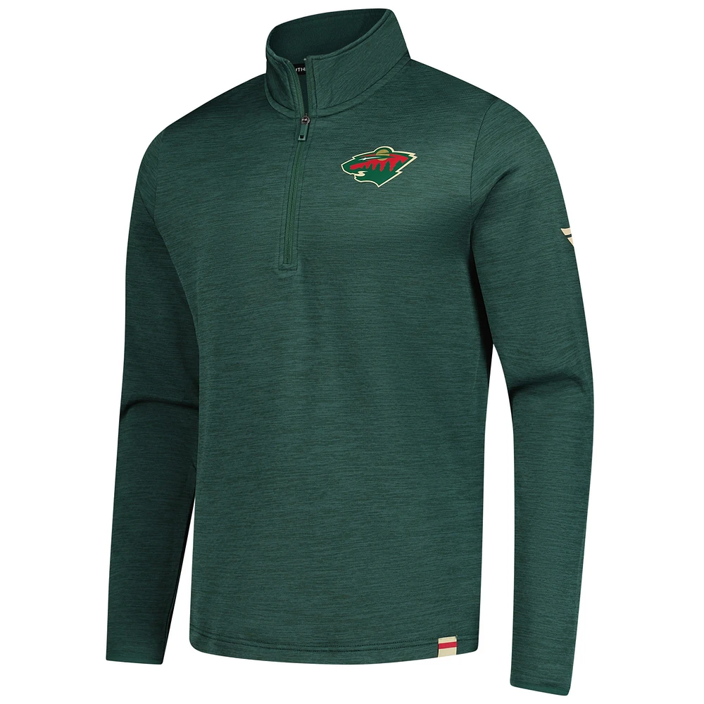 Men's Fanatics  Heather Green Minnesota Wild Authentic Pro Lightweight Quarter-Zip Pullover