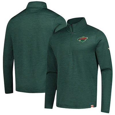 Men's Fanatics  Heather Green Minnesota Wild Authentic Pro Lightweight Quarter-Zip Pullover