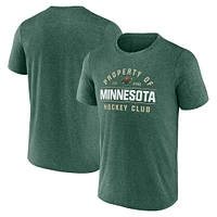 T-shirt Fanatics Heather Green pour homme avec logo de la propriété du Minnesota Wild