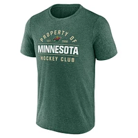 T-shirt Fanatics Heather Green pour homme avec logo de la propriété du Minnesota Wild