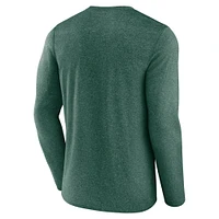 T-shirt synthétique à manches longues emblématique Fanatics Heather Green Minnesota Wild Sweep pour hommes