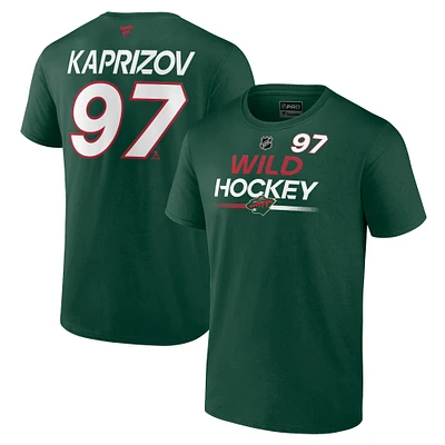 Fanatics pour hommes Kirill Kaprizov Vert Minnesota Wild Authentic Pro Prime Nom et numéro T-shirt