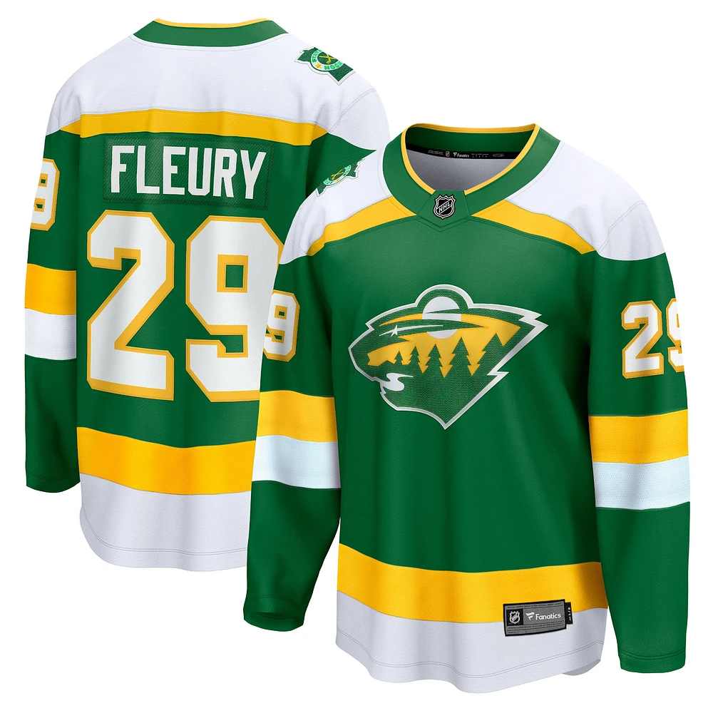 Fanatics pour hommes Marc-André Fleury Vert Minnesota Wild Alternate Premier Breakaway Player Maillot