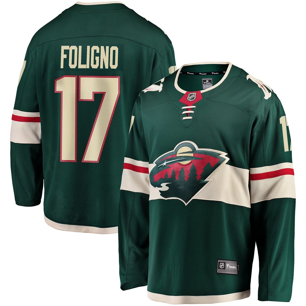 Men's Fanatics Marcus Foligno Green Minnesota Wild Breakaway Jersey