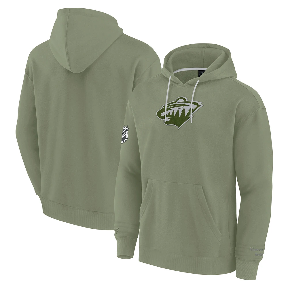 Men's Fanatics Olive Minnesota Wild Elements Pace Pullover Hoodie