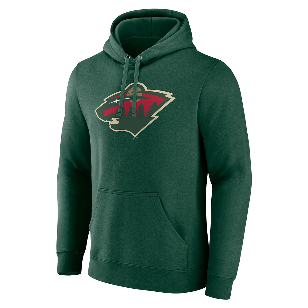 Sweat à capuche vert avec logo principal du Minnesota Wild pour hommes