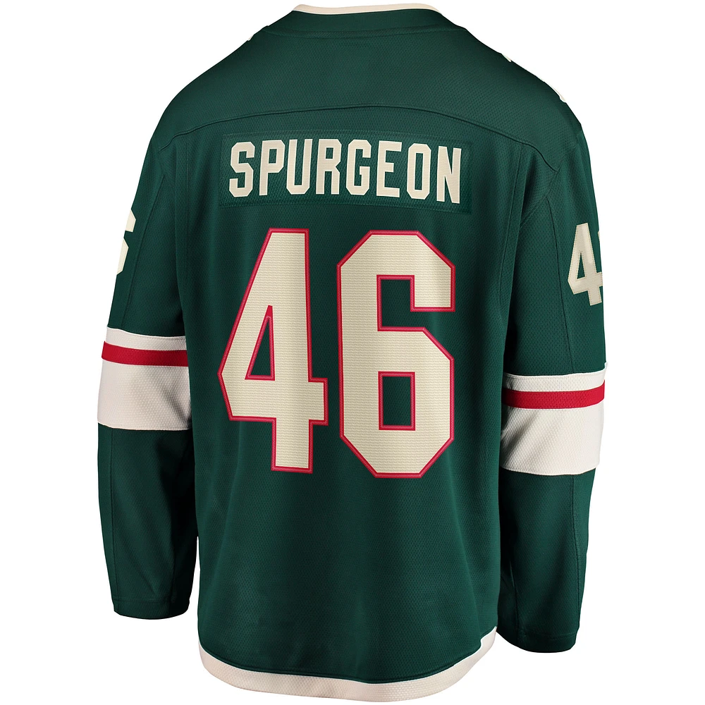 Maillot de joueur Jared Spurgeon Minnesota Wild Home Breakaway vert pour homme