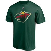 T-shirt vert authentique avec nom et numéro de pile pour homme Kirill Kaprizov Minnesota Wild