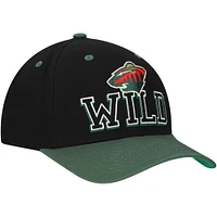 Men's Mitchell & Ness Black/Green Minnesota Wild Backside Script 2-Tone Pro Crown Adjustable Hat