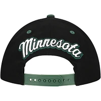 Men's Mitchell & Ness Black/Green Minnesota Wild Backside Script 2-Tone Pro Crown Adjustable Hat