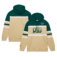 Sweat à capuche Mitchell & Ness pour hommes, crème/vert, Minnesota Wild Head Coach