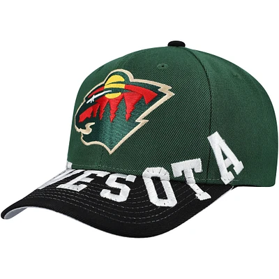 Casquette Snapback bicolore Pro Crown Underarch verte/noire pour homme de Mitchell & Ness Minnesota Wild