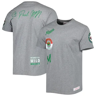 T-shirt de la collection Minnesota Wild City Mitchell & Ness pour hommes, gris chiné