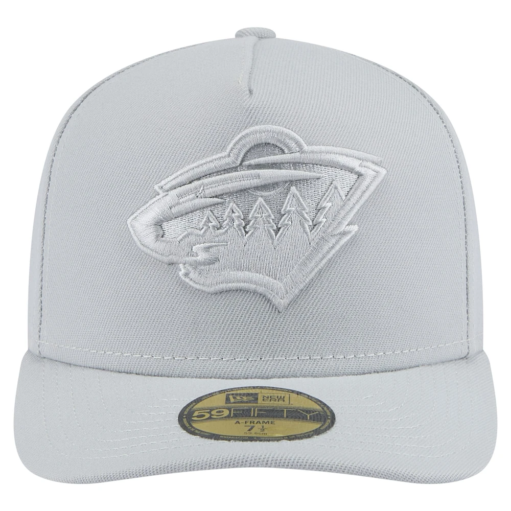 Men's New Era Gray Minnesota Wild Color Pack A-Frame 59FIFTY Fitted Hat