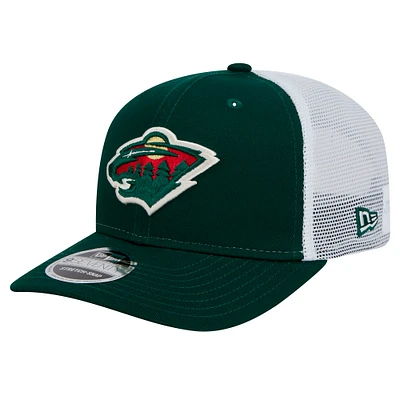 Casquette extensible à boutons-pression Minnesota Wild Core Trucker 9SEVENTY verte New Era pour homme