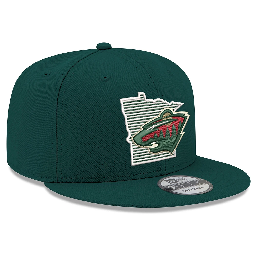 Casquette snapback 9FIFTY verte Minnesota Wild State Pride pour homme de New Era