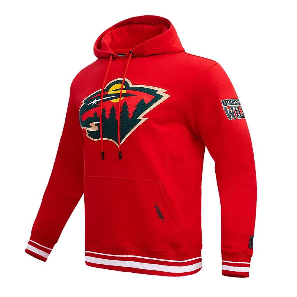 Men's Pro Standard Red Minnesota Wild Retro Classic Fleece Pullover Hoodie