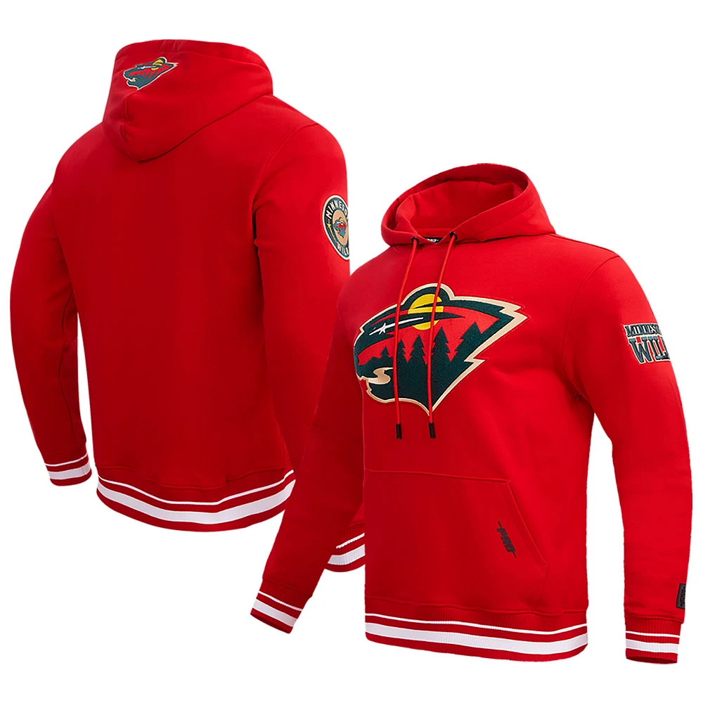 Men's Pro Standard Red Minnesota Wild Retro Classic Fleece Pullover Hoodie