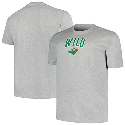 Profil pour hommes Heather Grey Minnesota Wild Big & Tall Arch Over Logo T-Shirt