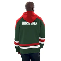 Men's Starter Green/Red Minnesota Wild Hockey Pullover Hoodie